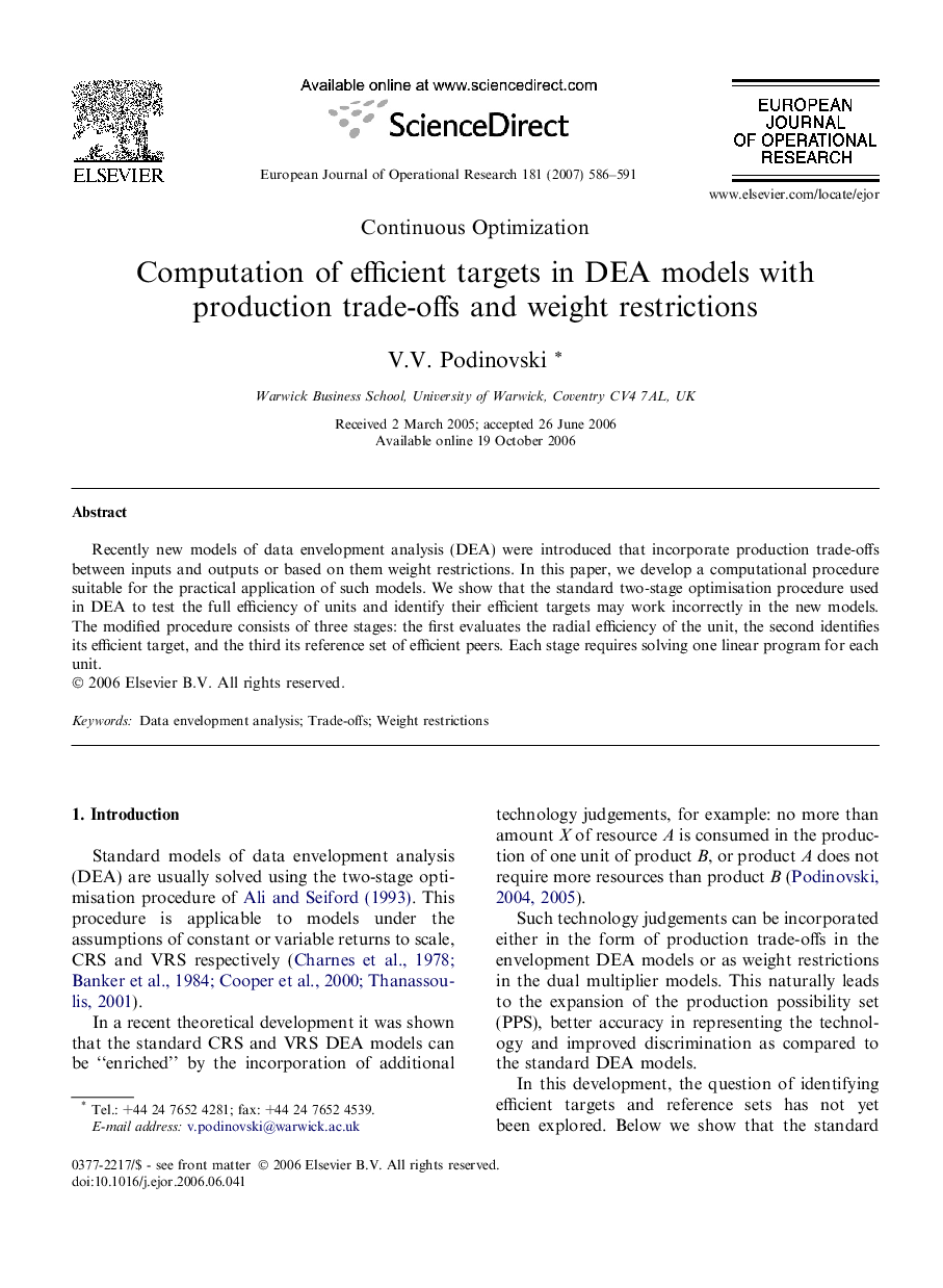 Computation of efficient targets in DEA models with production trade-offs and weight restrictions