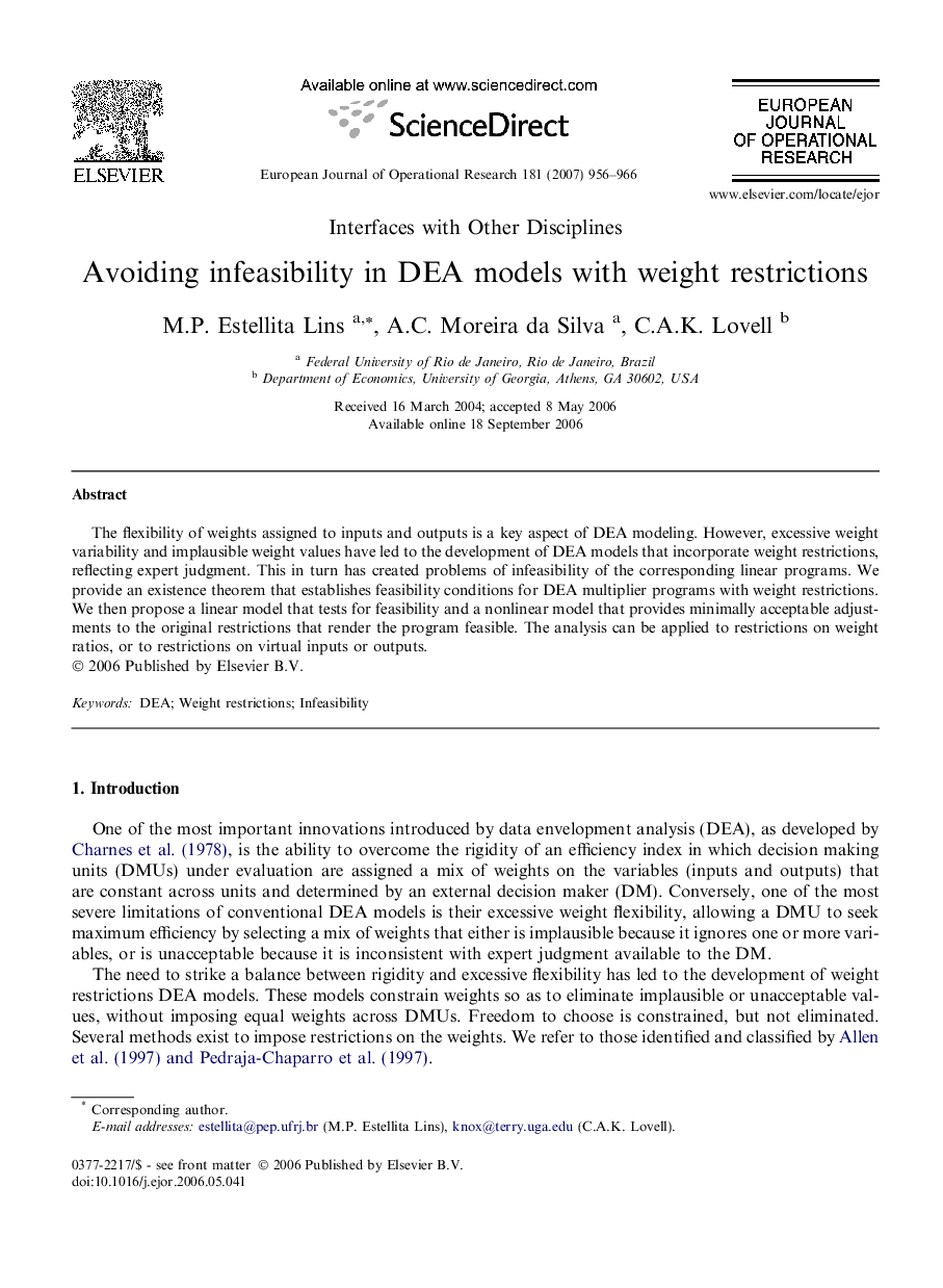 Avoiding infeasibility in DEA models with weight restrictions