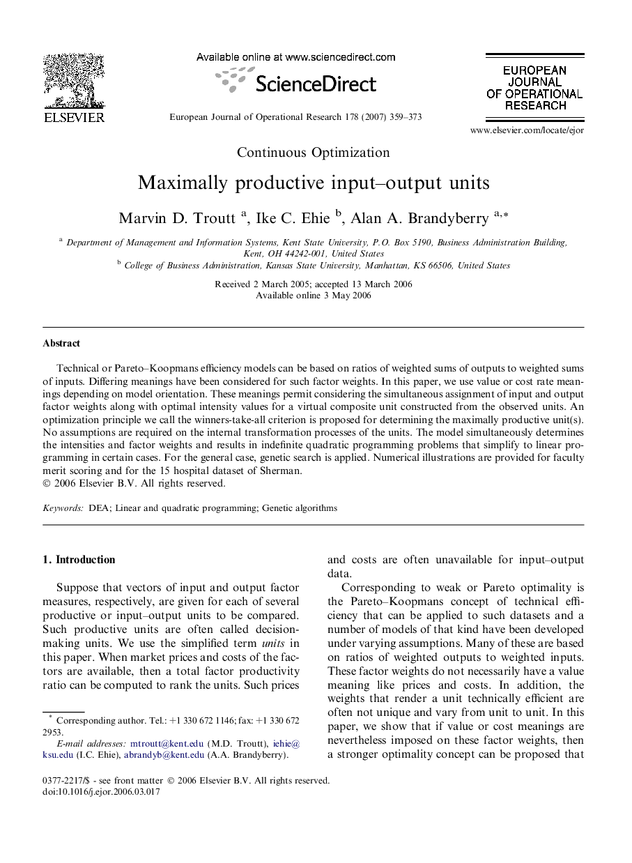 Maximally productive input–output units