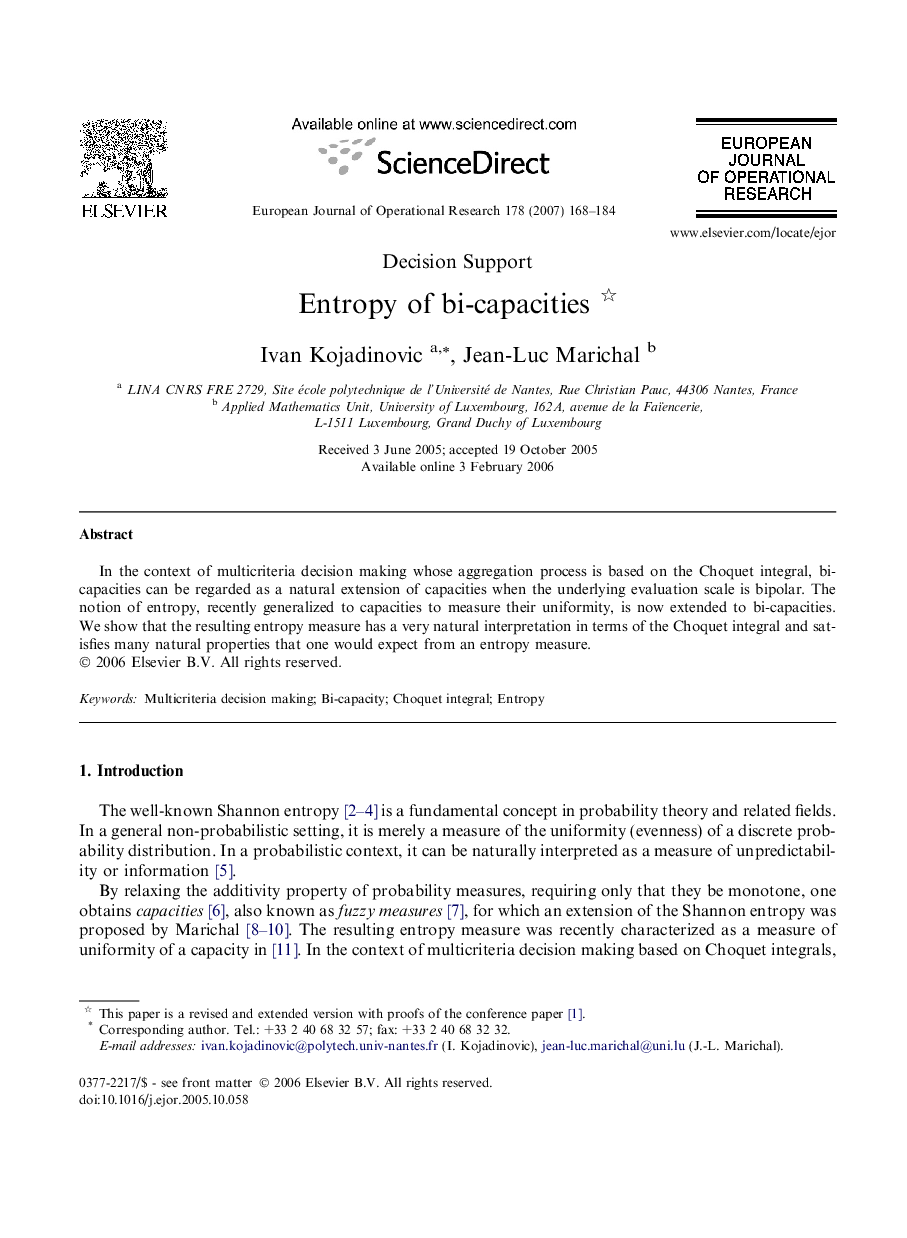 Entropy of bi-capacities 