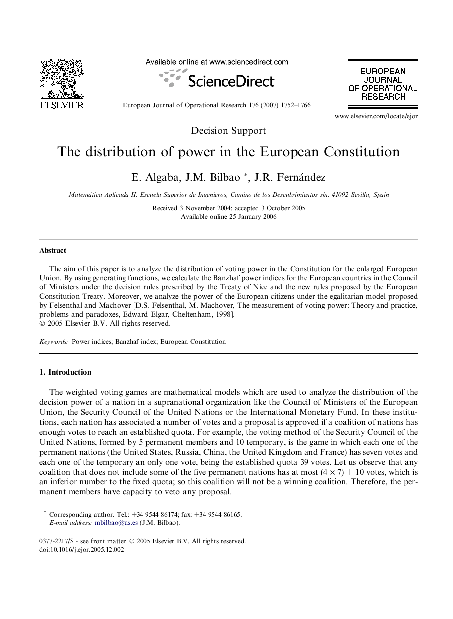 The distribution of power in the European Constitution