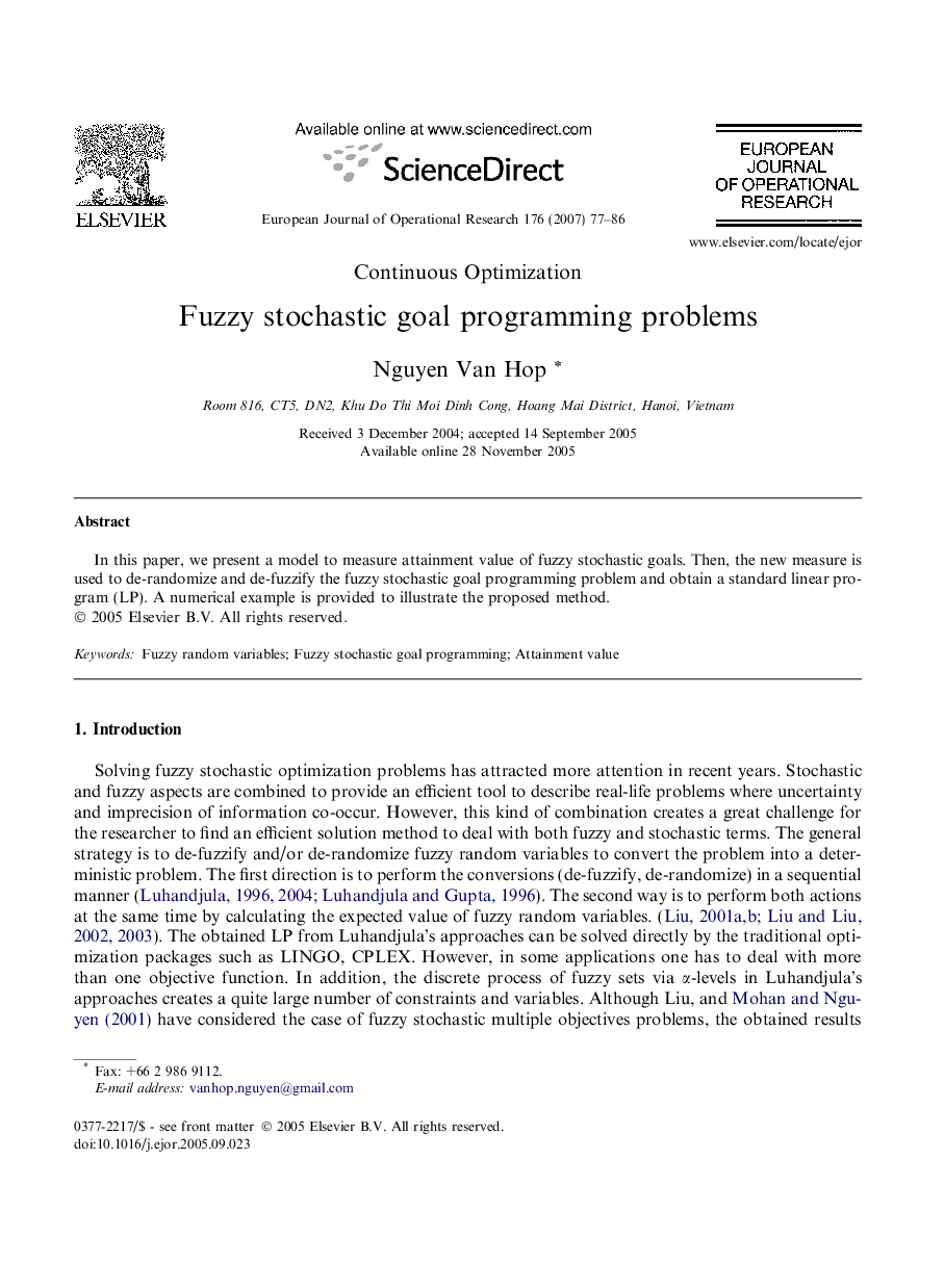 Fuzzy stochastic goal programming problems