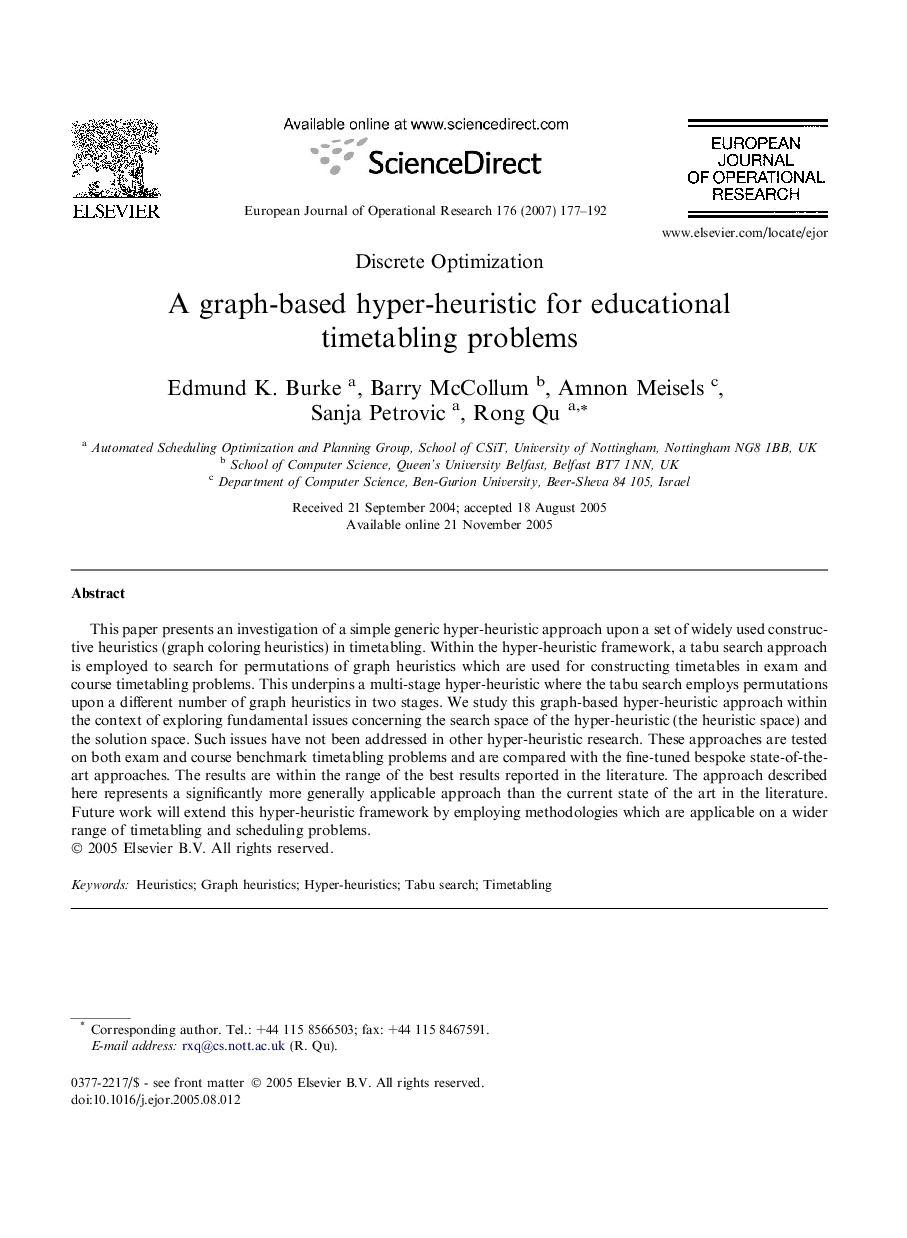 A graph-based hyper-heuristic for educational timetabling problems