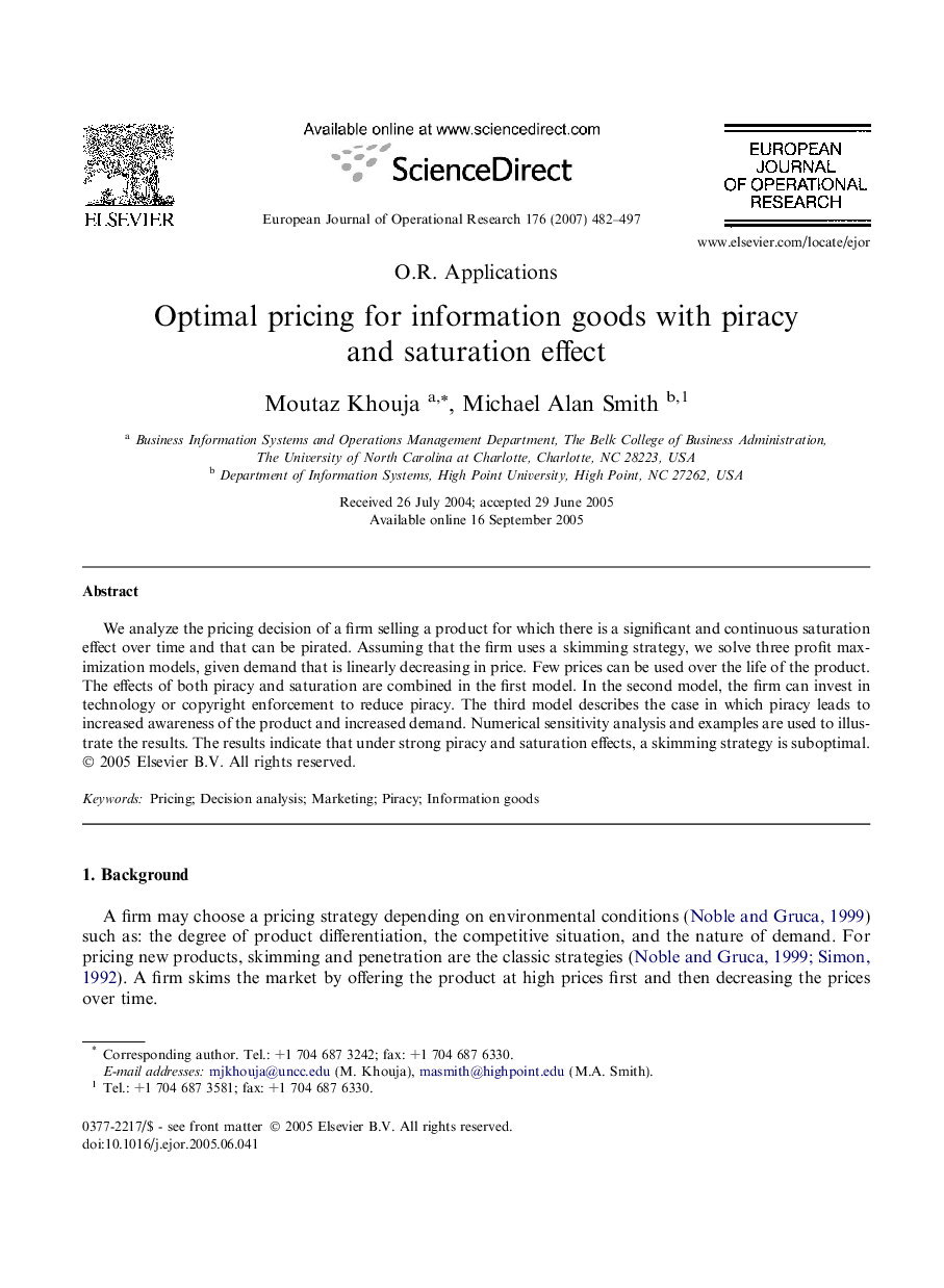 Optimal pricing for information goods with piracy and saturation effect