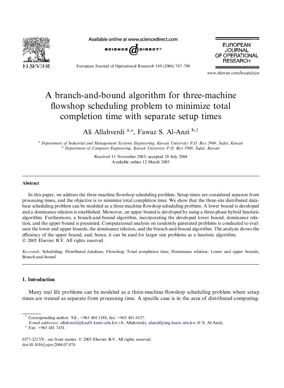 A branch-and-bound algorithm for three-machine flowshop scheduling problem to minimize total completion time with separate setup times