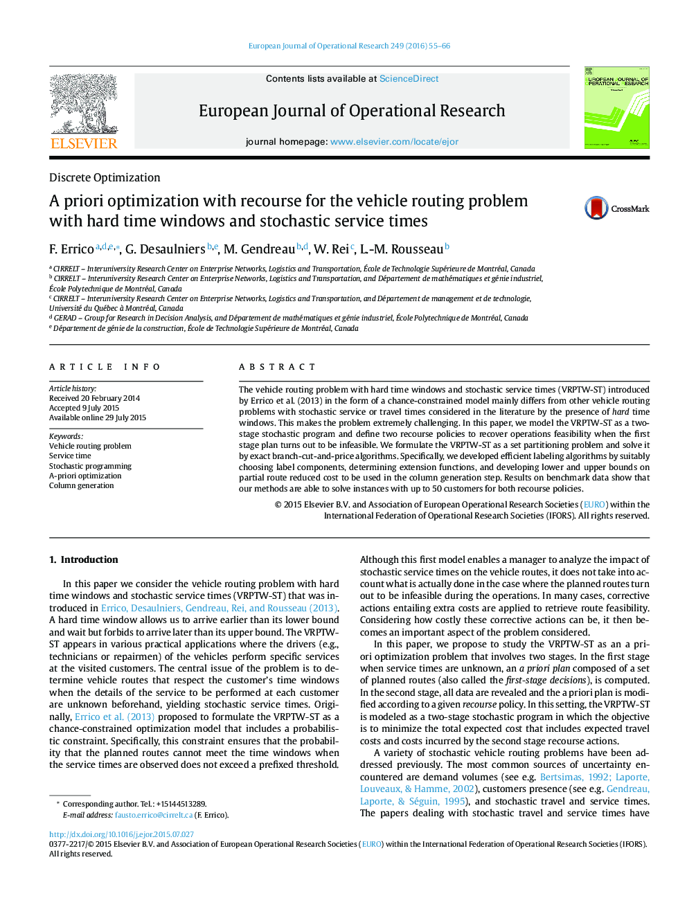 A priori optimization with recourse for the vehicle routing problem with hard time windows and stochastic service times