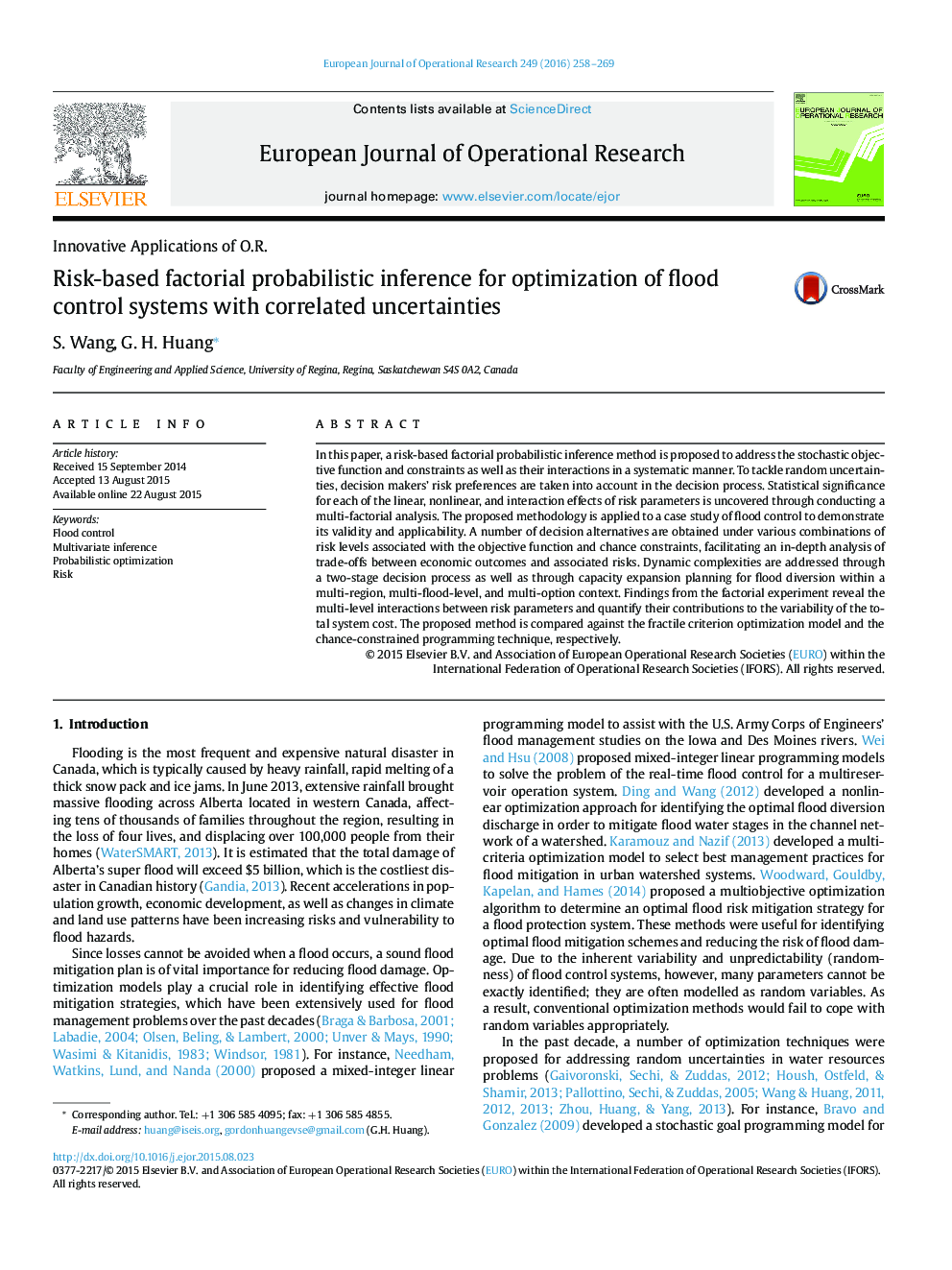 Risk-based factorial probabilistic inference for optimization of flood control systems with correlated uncertainties