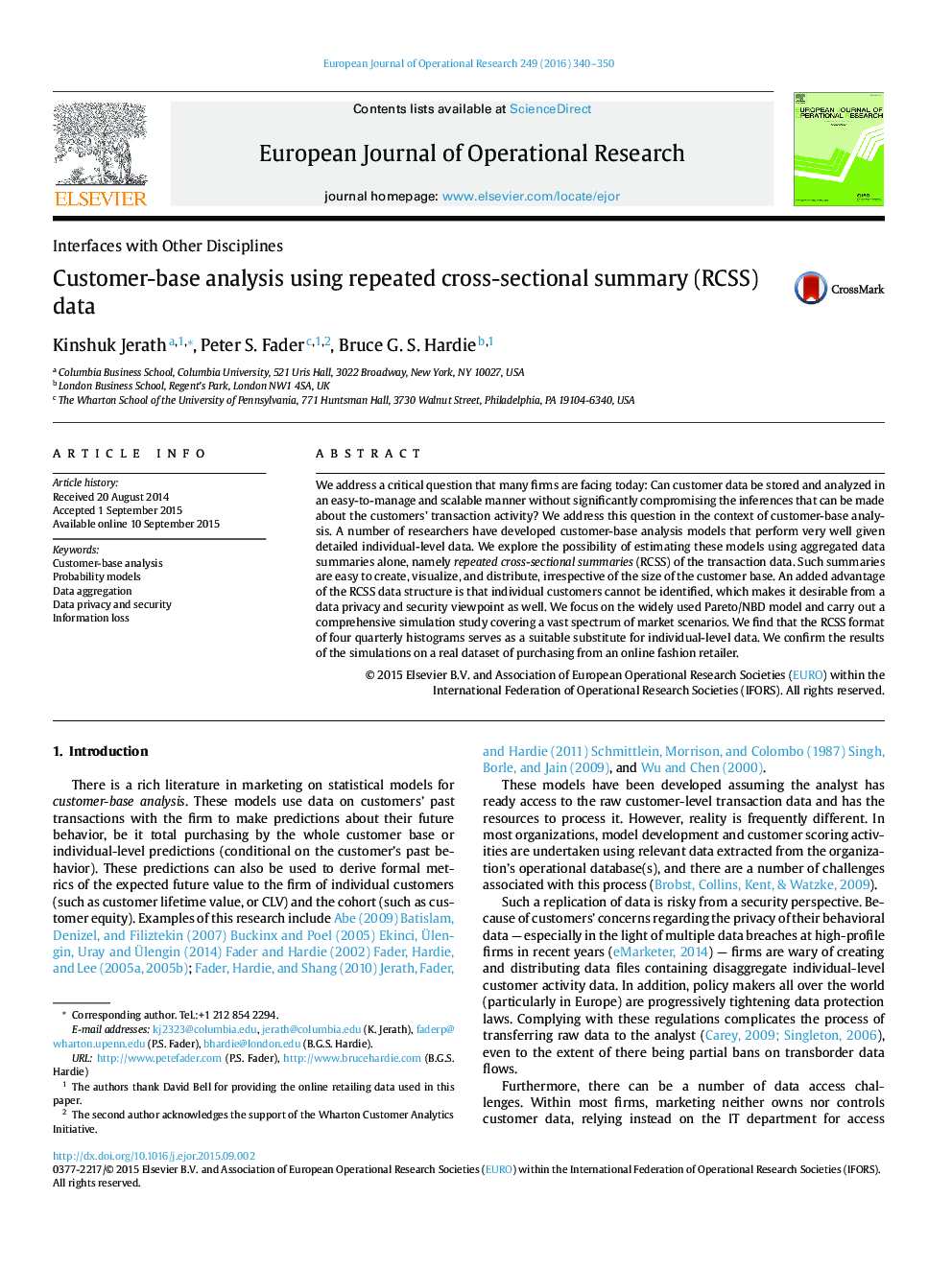 Customer-base analysis using repeated cross-sectional summary (RCSS) data