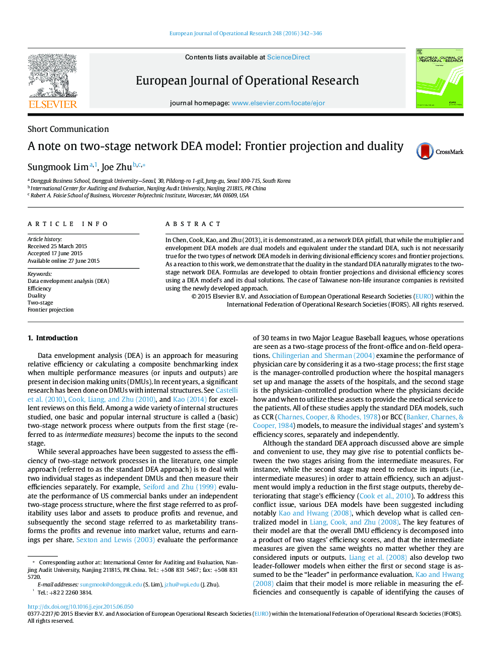 A note on two-stage network DEA model: Frontier projection and duality