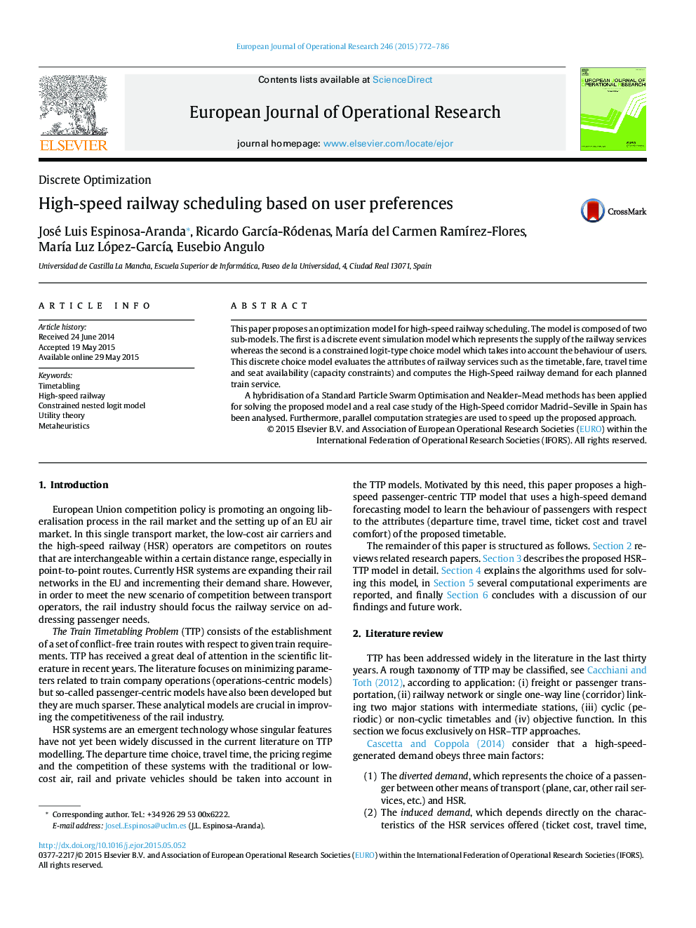 High-speed railway scheduling based on user preferences