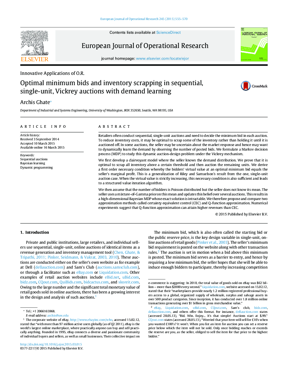 Optimal minimum bids and inventory scrapping in sequential, single-unit, Vickrey auctions with demand learning