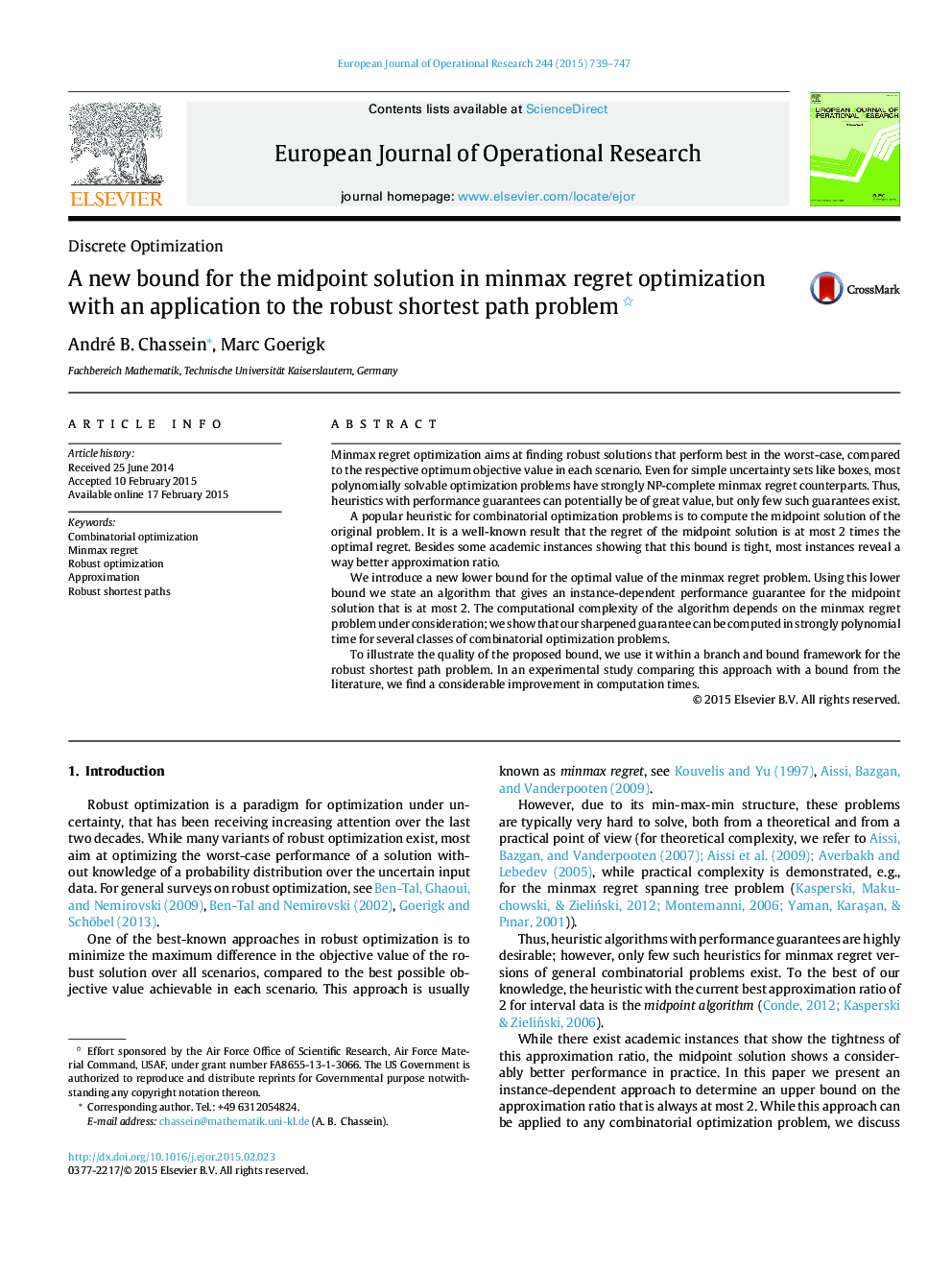 A new bound for the midpoint solution in minmax regret optimization with an application to the robust shortest path problem 