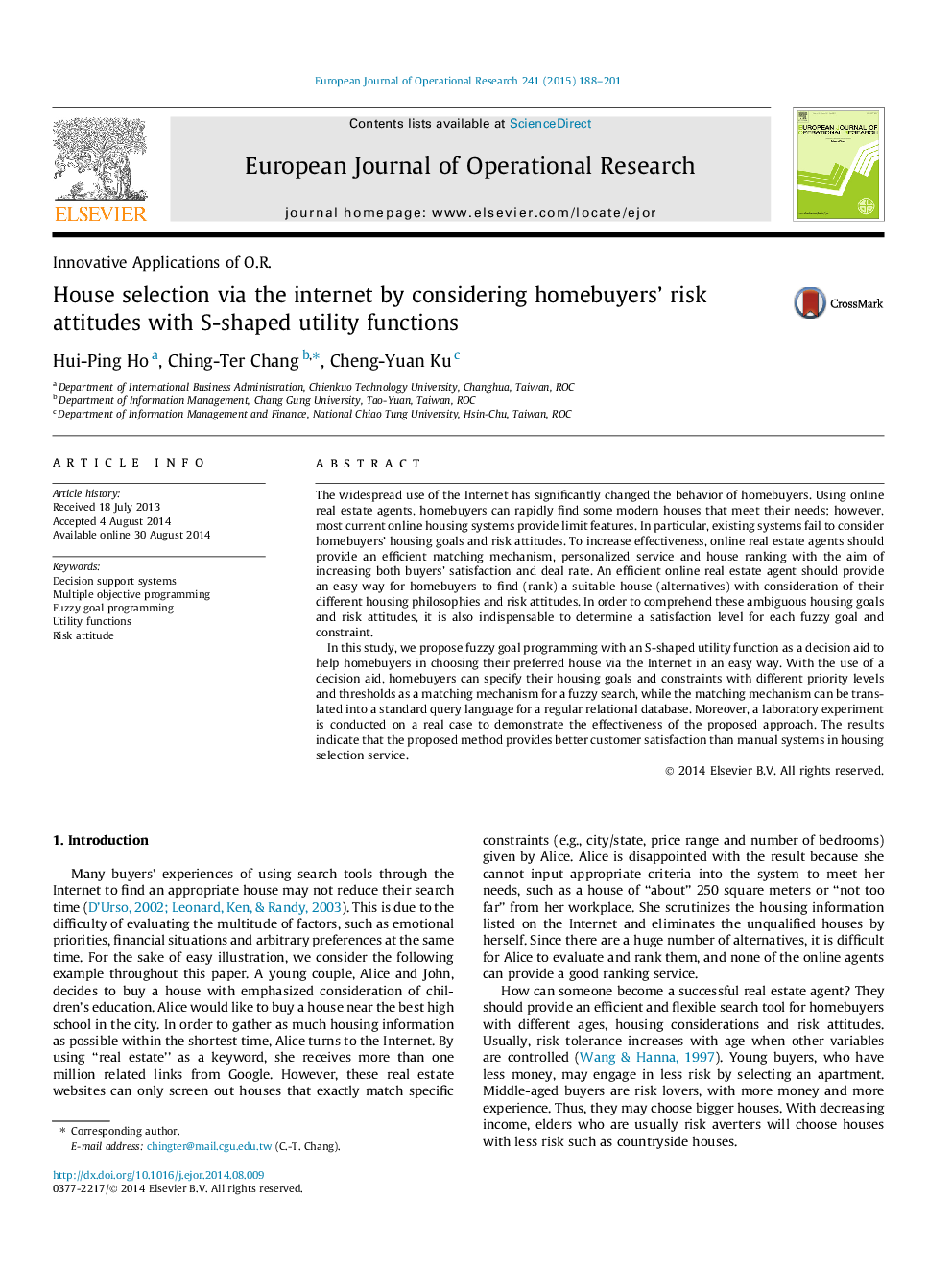 House selection via the internet by considering homebuyers’ risk attitudes with S-shaped utility functions