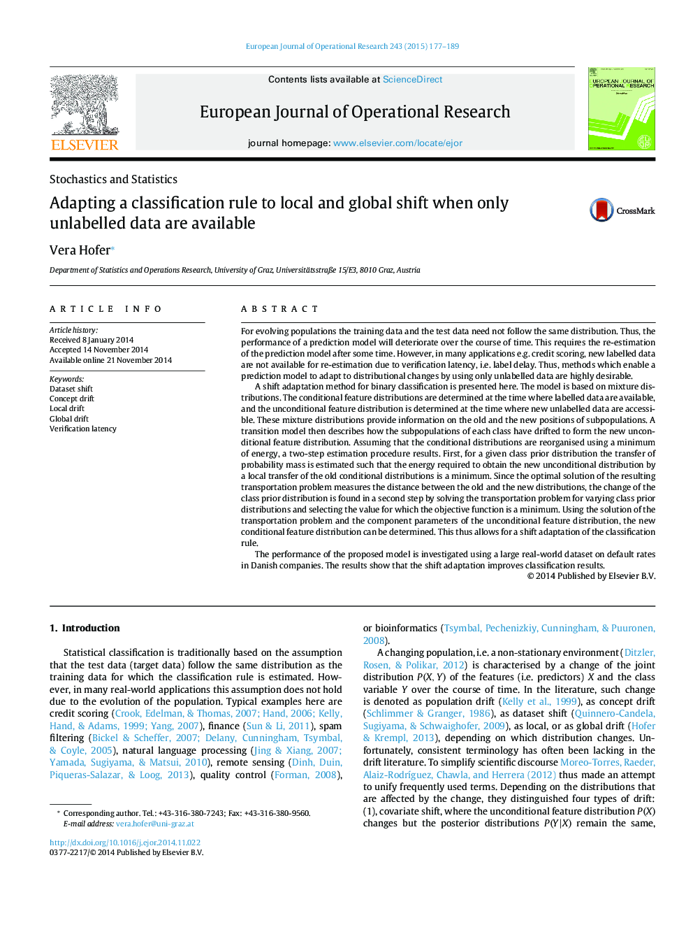 Adapting a classification rule to local and global shift when only unlabelled data are available