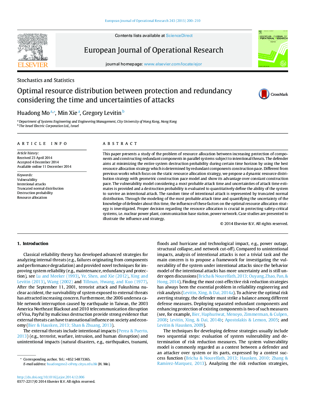 Optimal resource distribution between protection and redundancy considering the time and uncertainties of attacks