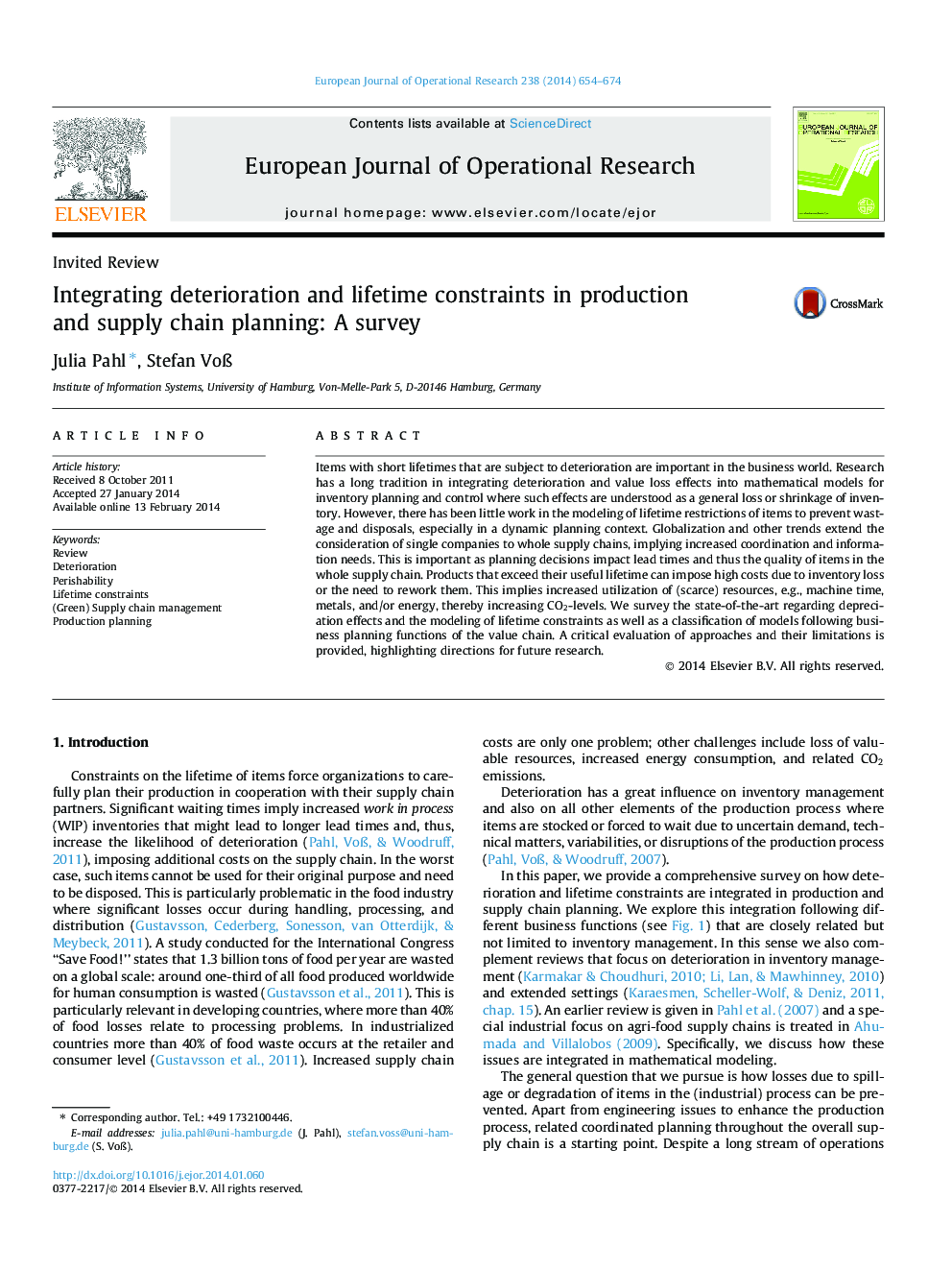 Integrating deterioration and lifetime constraints in production and supply chain planning: A survey