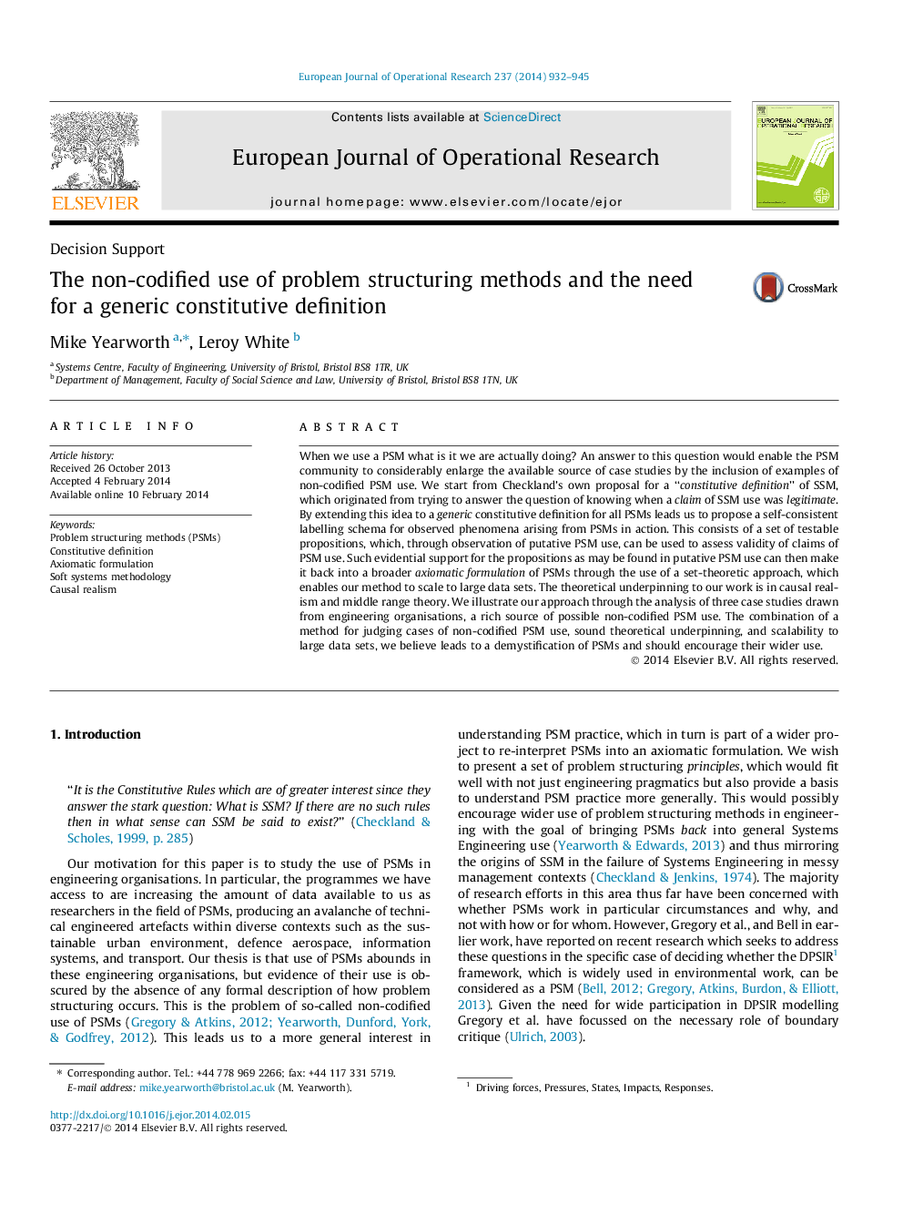 The non-codified use of problem structuring methods and the need for a generic constitutive definition