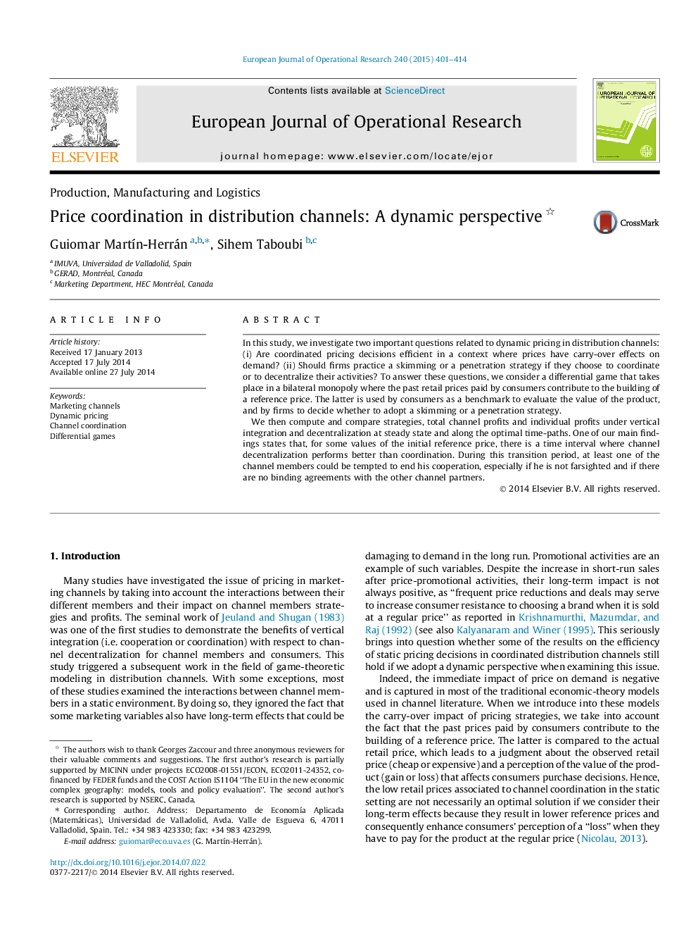 Price coordination in distribution channels: A dynamic perspective 