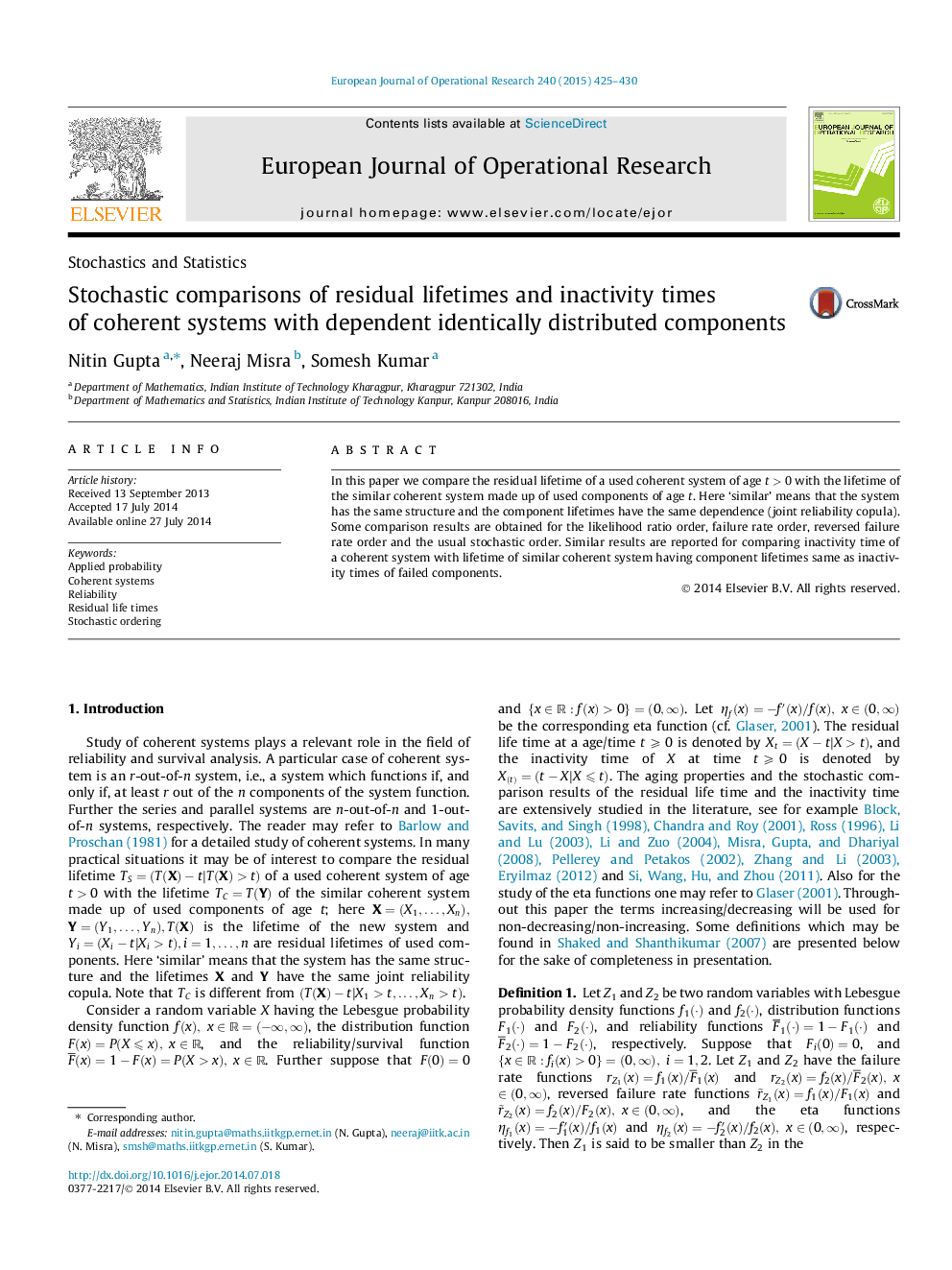 Stochastic comparisons of residual lifetimes and inactivity times of coherent systems with dependent identically distributed components