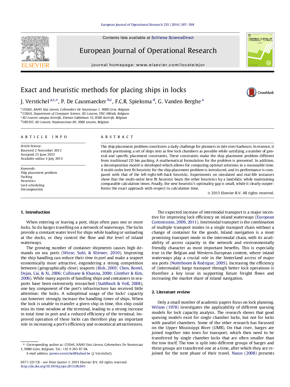 Exact and heuristic methods for placing ships in locks