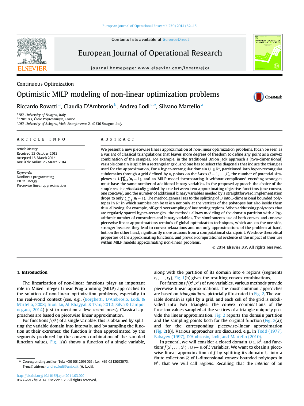 Optimistic MILP modeling of non-linear optimization problems