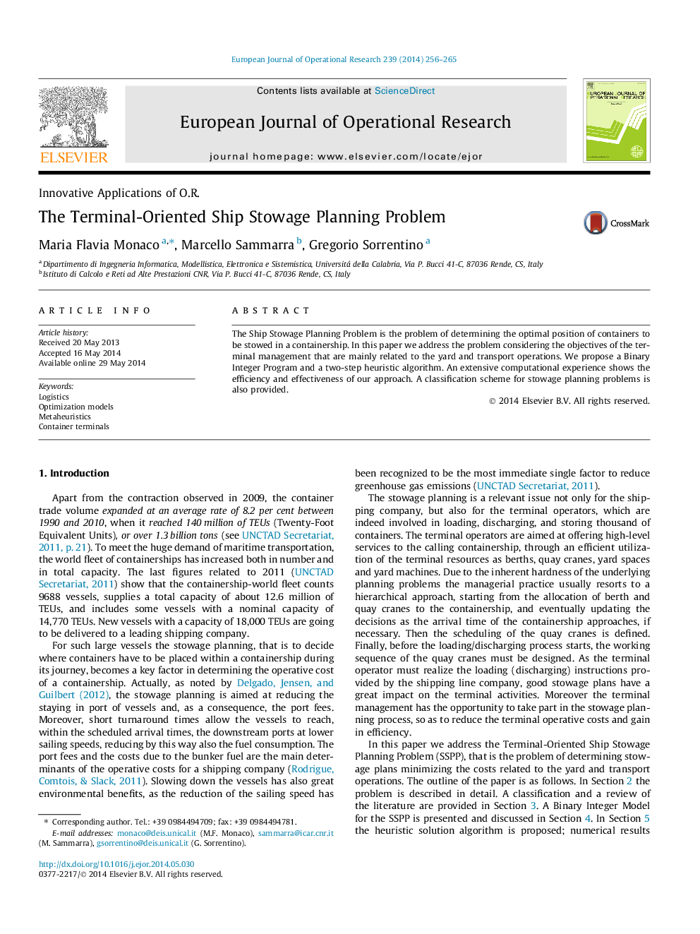 The Terminal-Oriented Ship Stowage Planning Problem