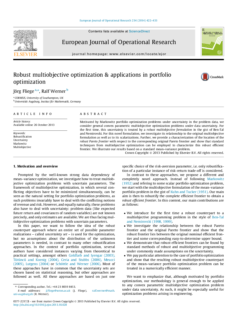 Robust multiobjective optimization & applications in portfolio optimization