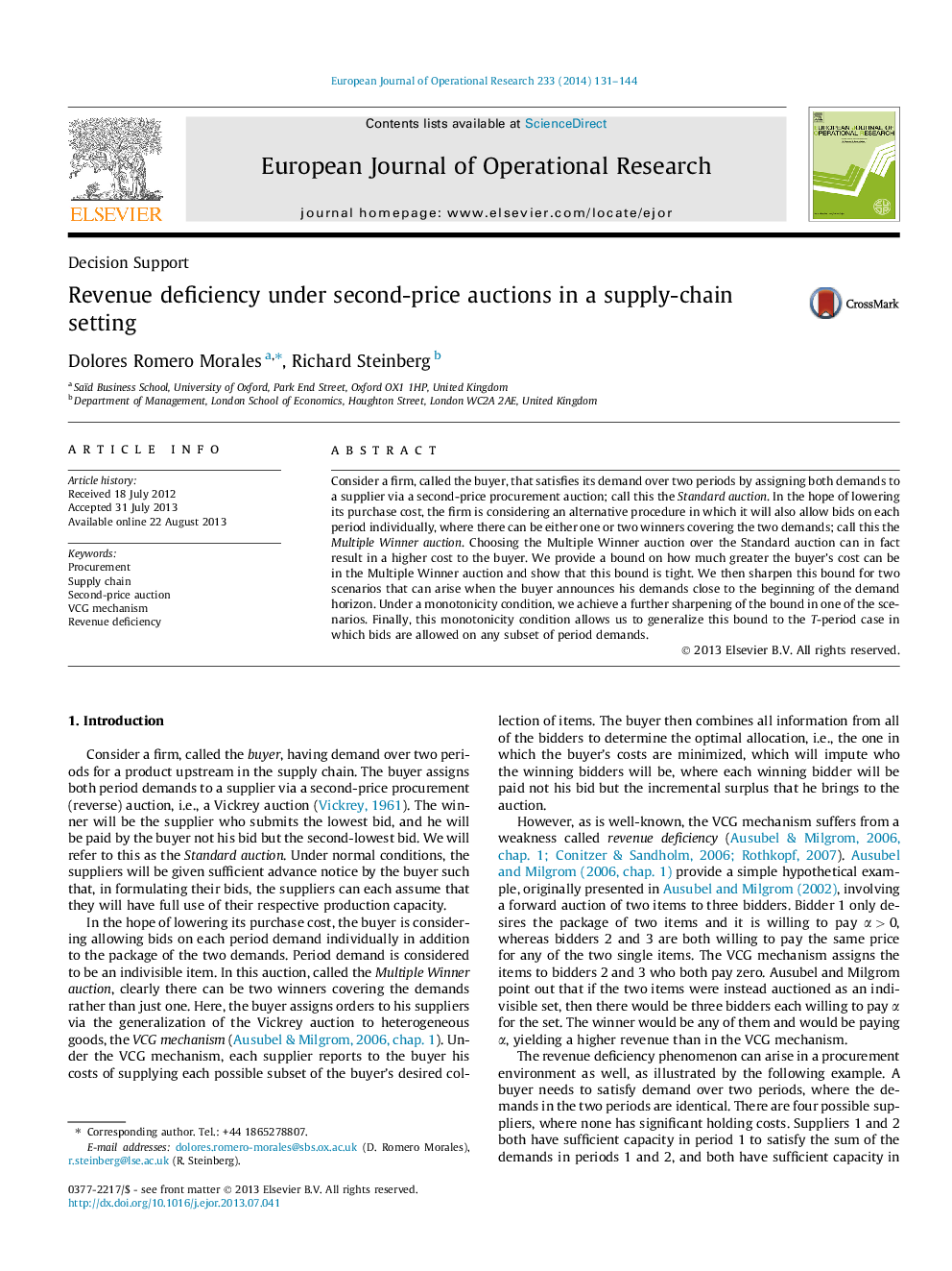 Revenue deficiency under second-price auctions in a supply-chain setting