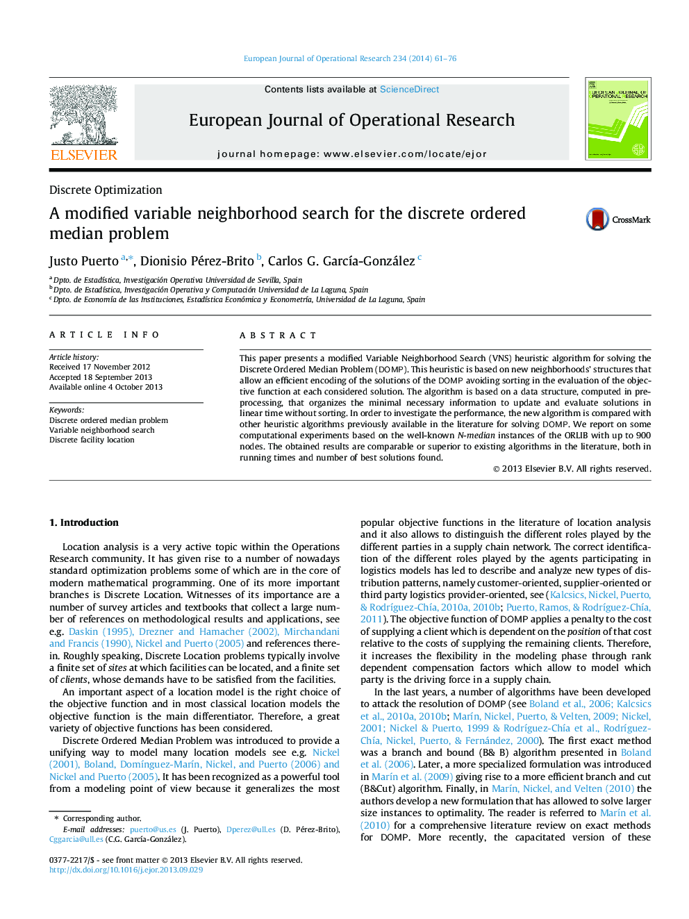 A modified variable neighborhood search for the discrete ordered median problem