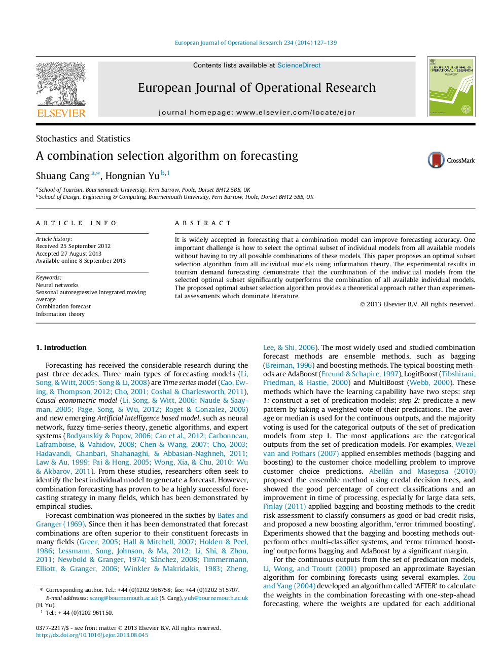 A combination selection algorithm on forecasting