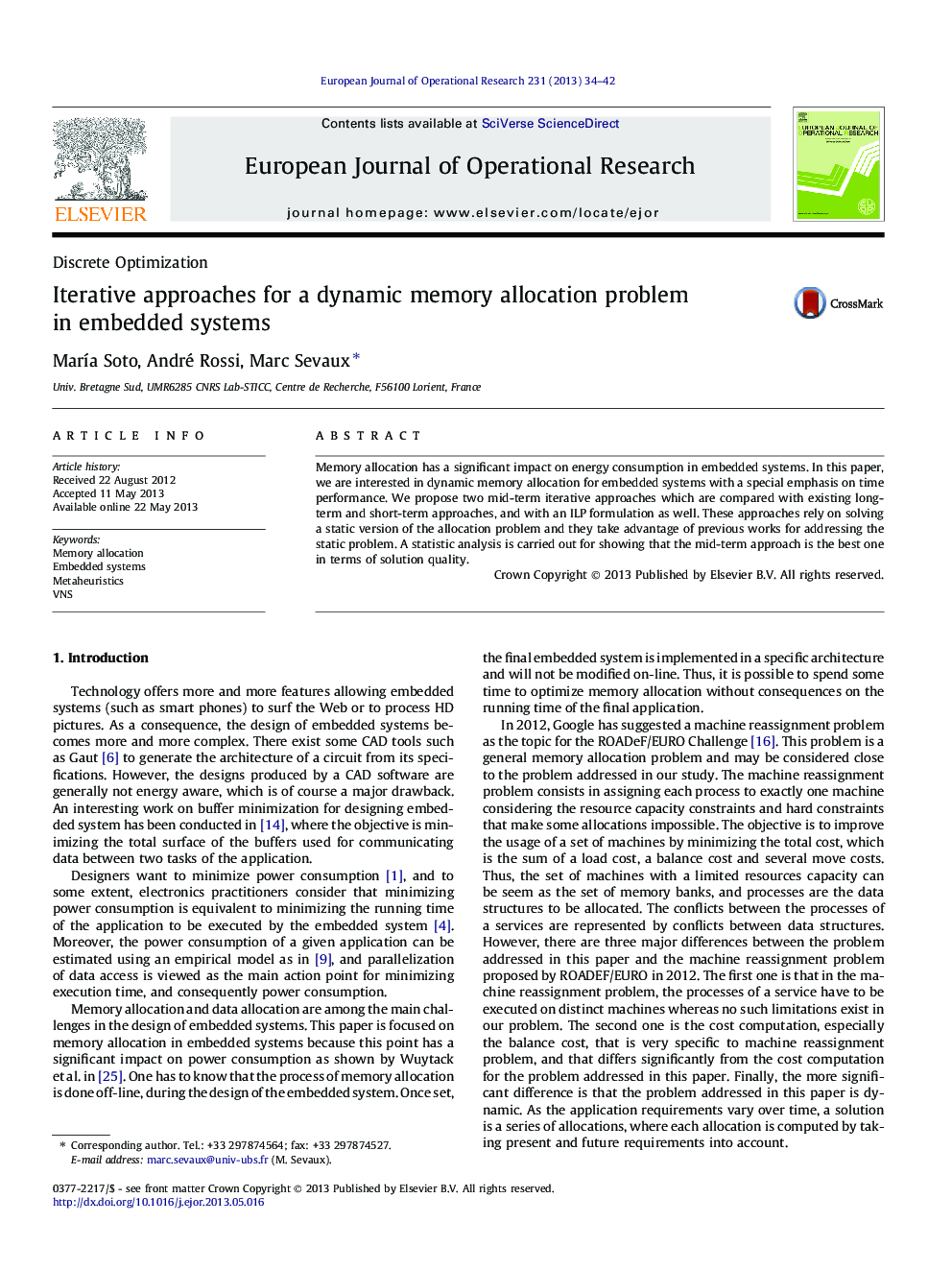 Iterative approaches for a dynamic memory allocation problem in embedded systems