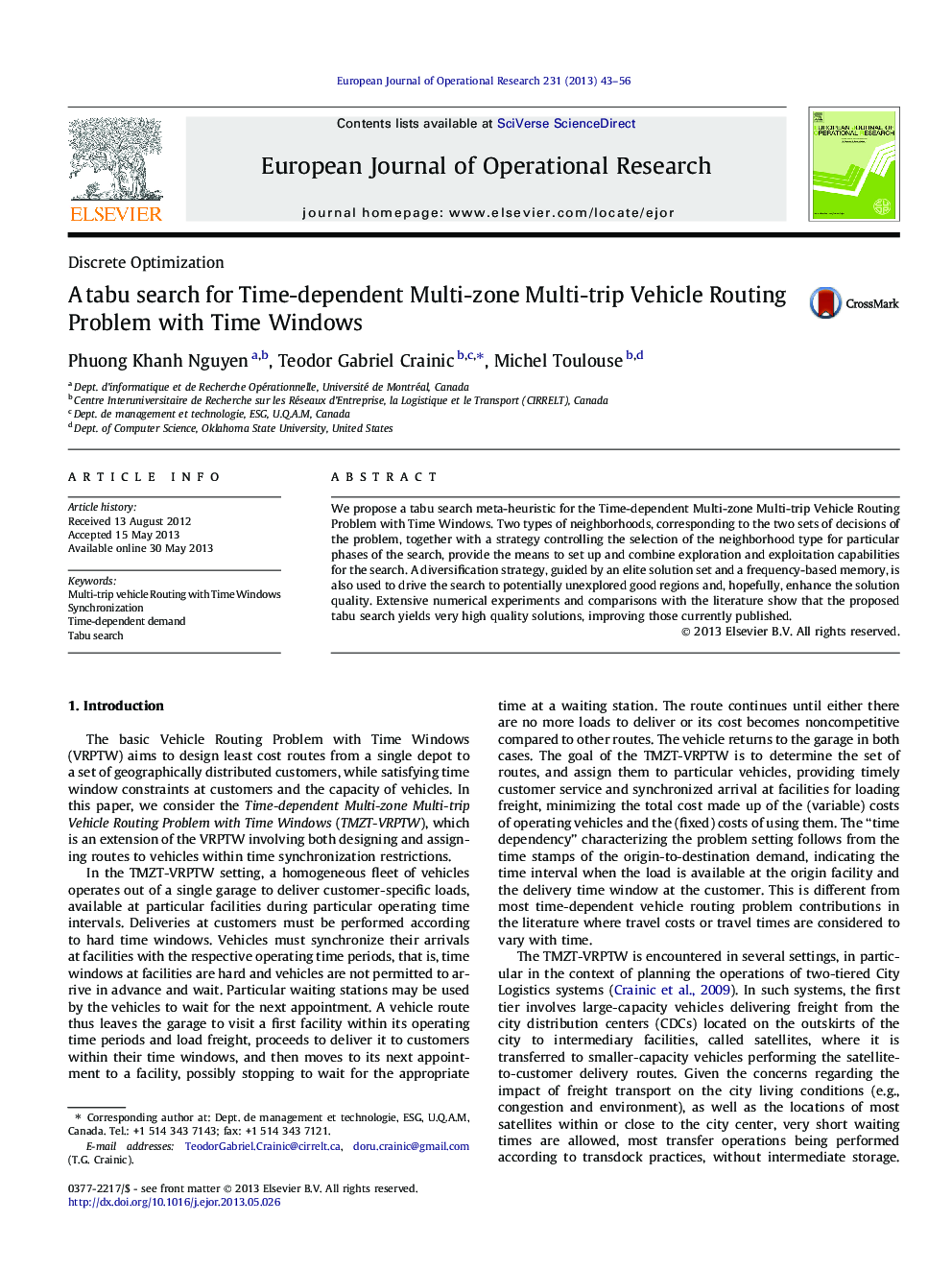 A tabu search for Time-dependent Multi-zone Multi-trip Vehicle Routing Problem with Time Windows