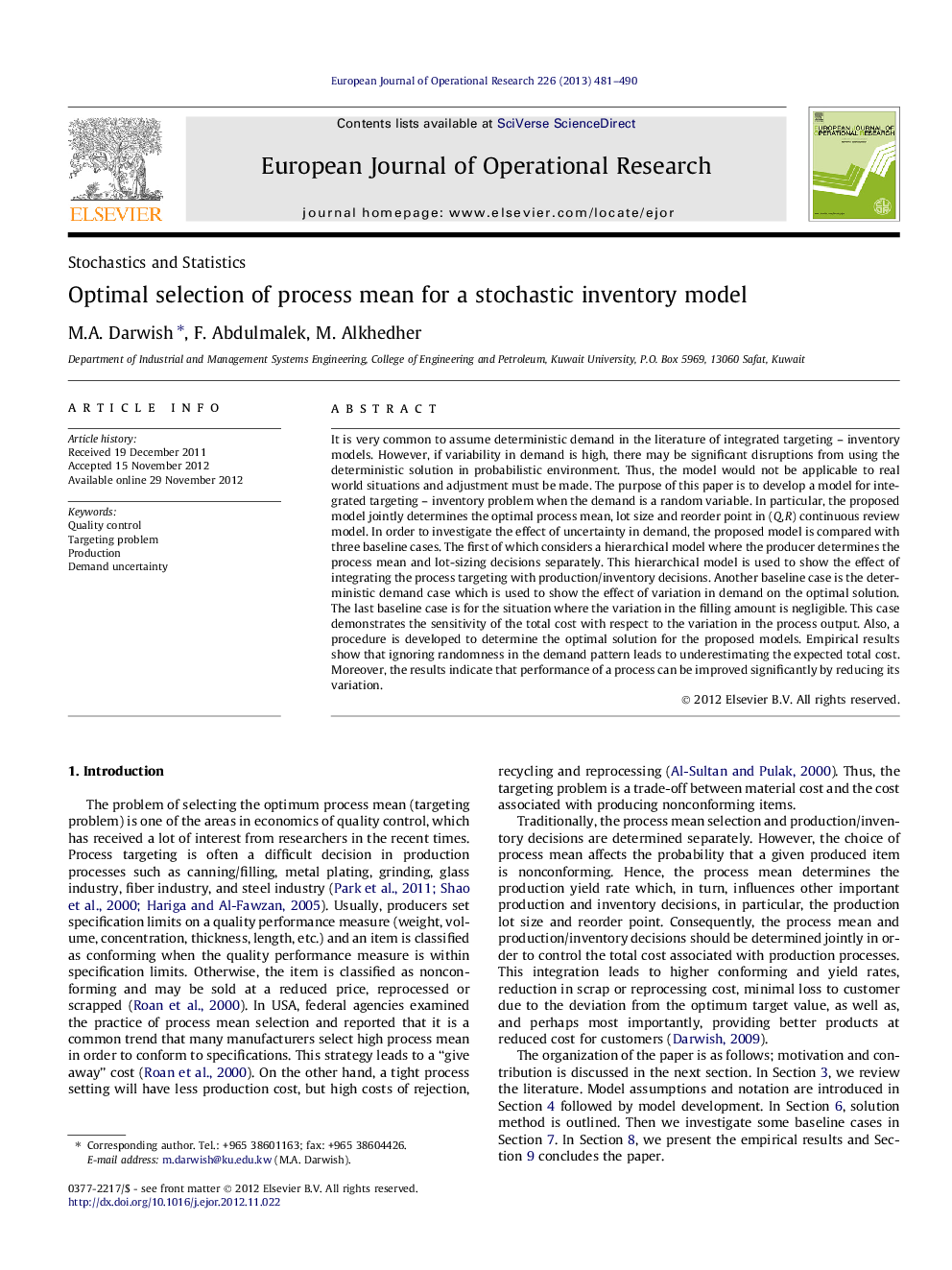 Optimal selection of process mean for a stochastic inventory model