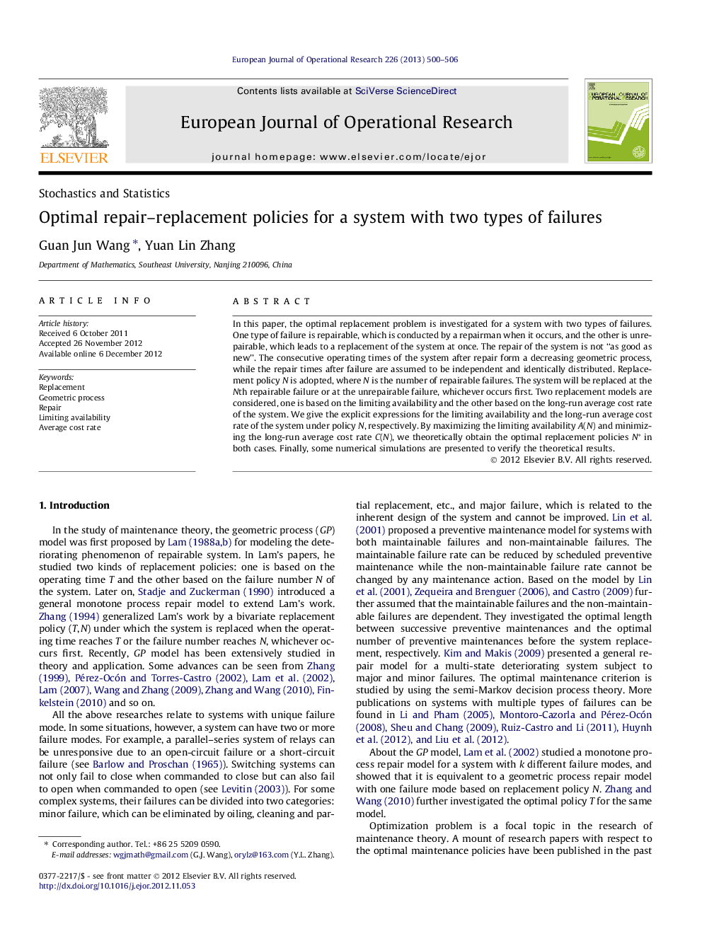 Optimal repair–replacement policies for a system with two types of failures