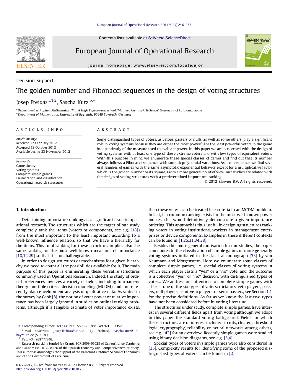 The golden number and Fibonacci sequences in the design of voting structures