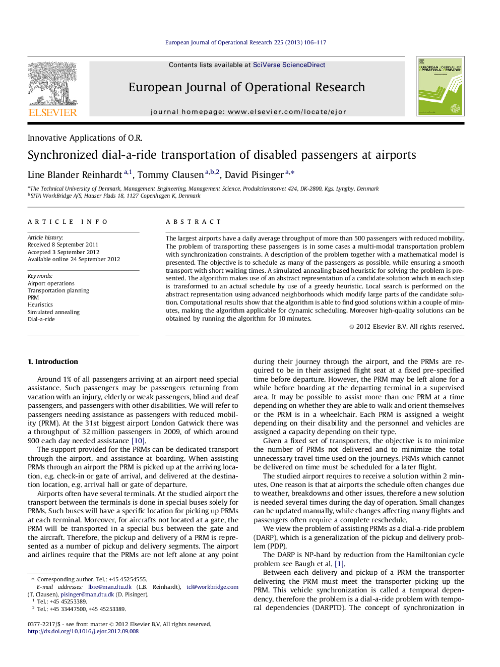 Synchronized dial-a-ride transportation of disabled passengers at airports