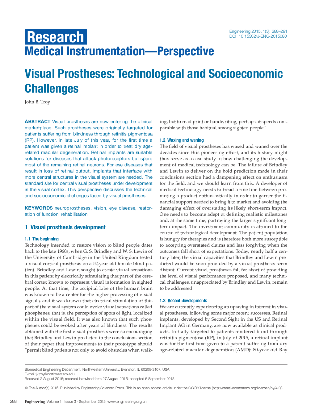 Visual Prostheses: Technological and Socioeconomic Challenges