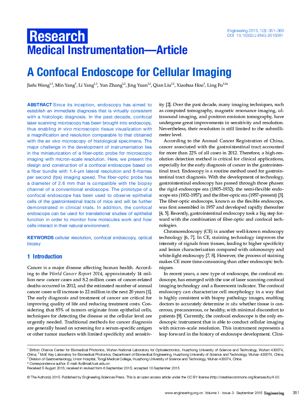 A Confocal Endoscope for Cellular Imaging