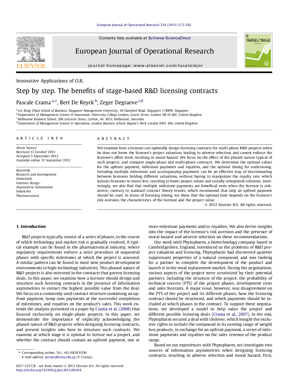 Step by step. The benefits of stage-based R&D licensing contracts