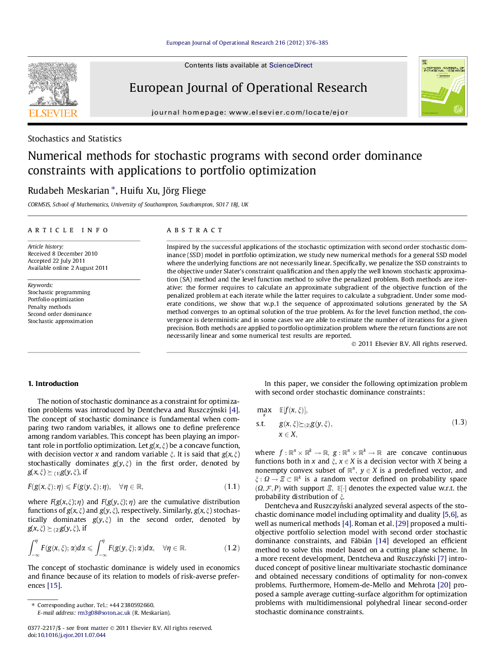 Numerical methods for stochastic programs with second order dominance constraints with applications to portfolio optimization