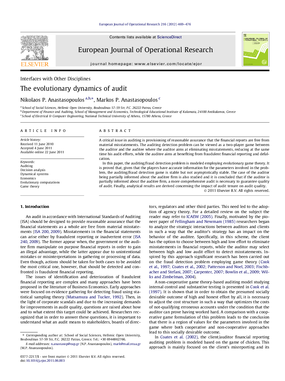 The evolutionary dynamics of audit