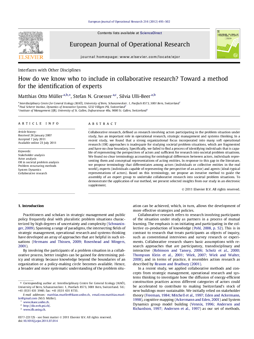 How do we know who to include in collaborative research? Toward a method for the identification of experts