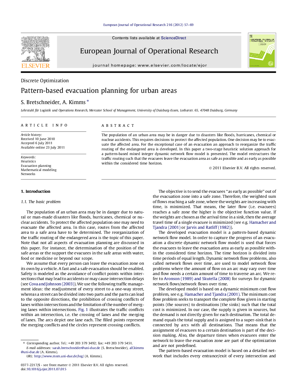 Pattern-based evacuation planning for urban areas