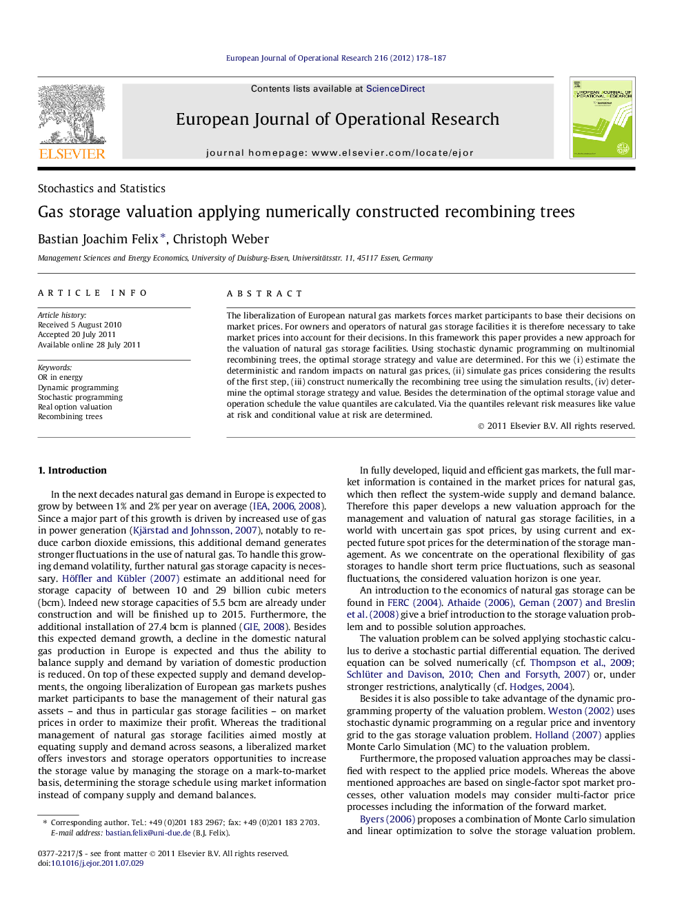 Gas storage valuation applying numerically constructed recombining trees