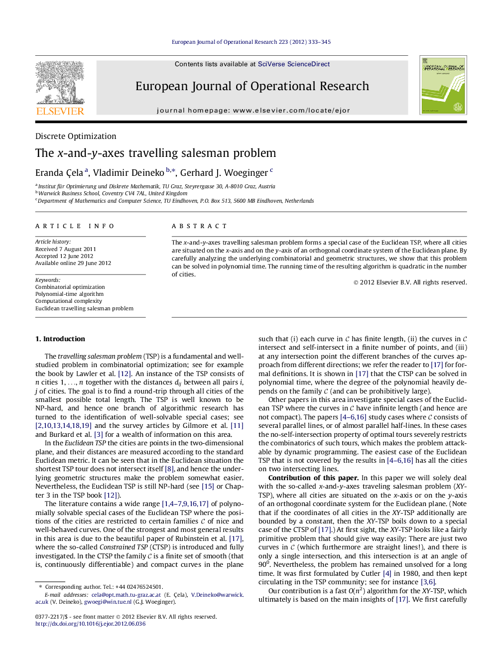 The x-and-y-axes travelling salesman problem