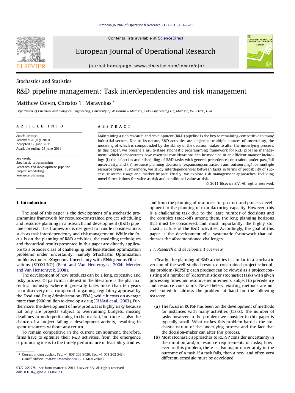 R&D pipeline management: Task interdependencies and risk management