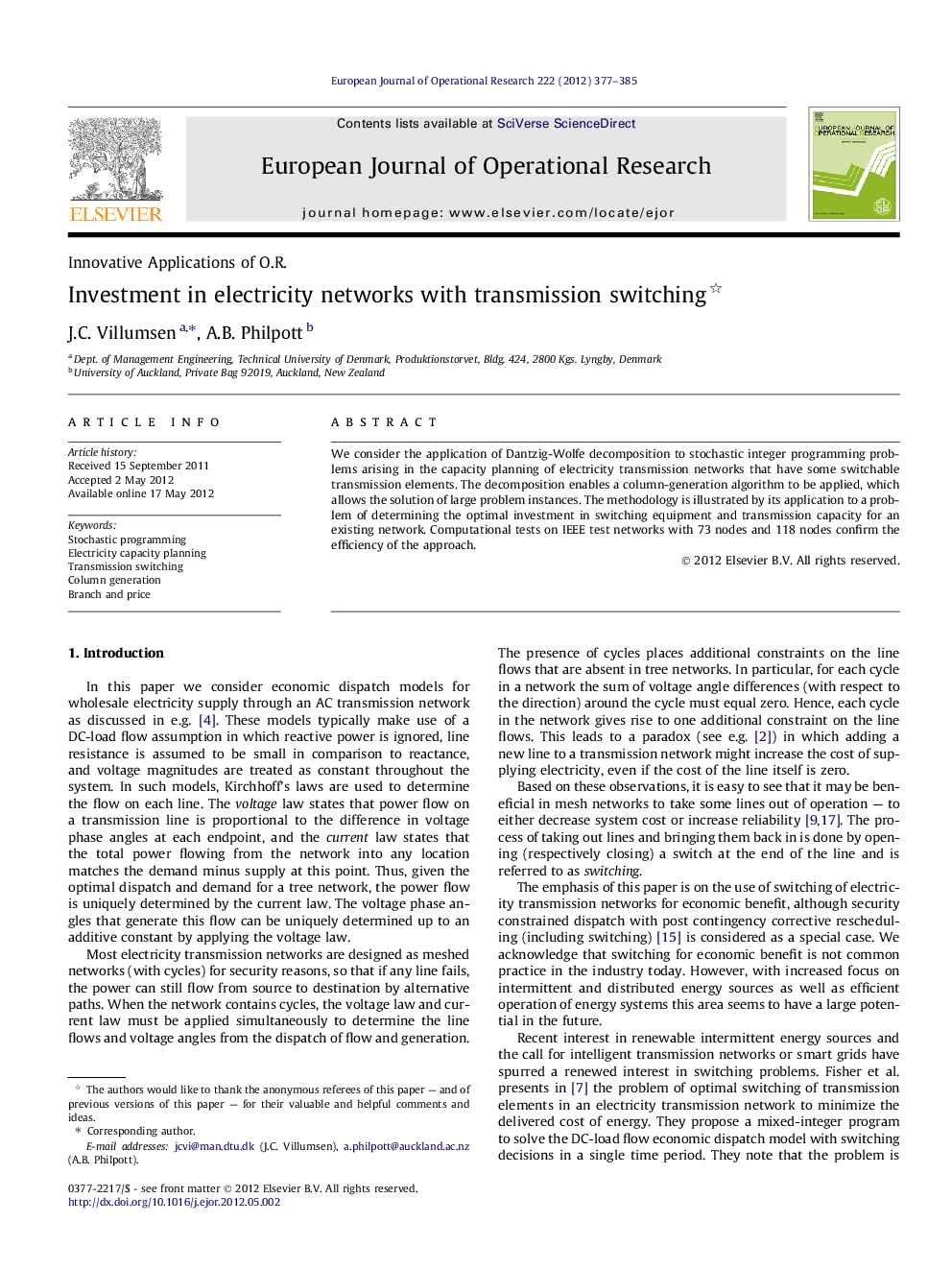 Investment in electricity networks with transmission switching 