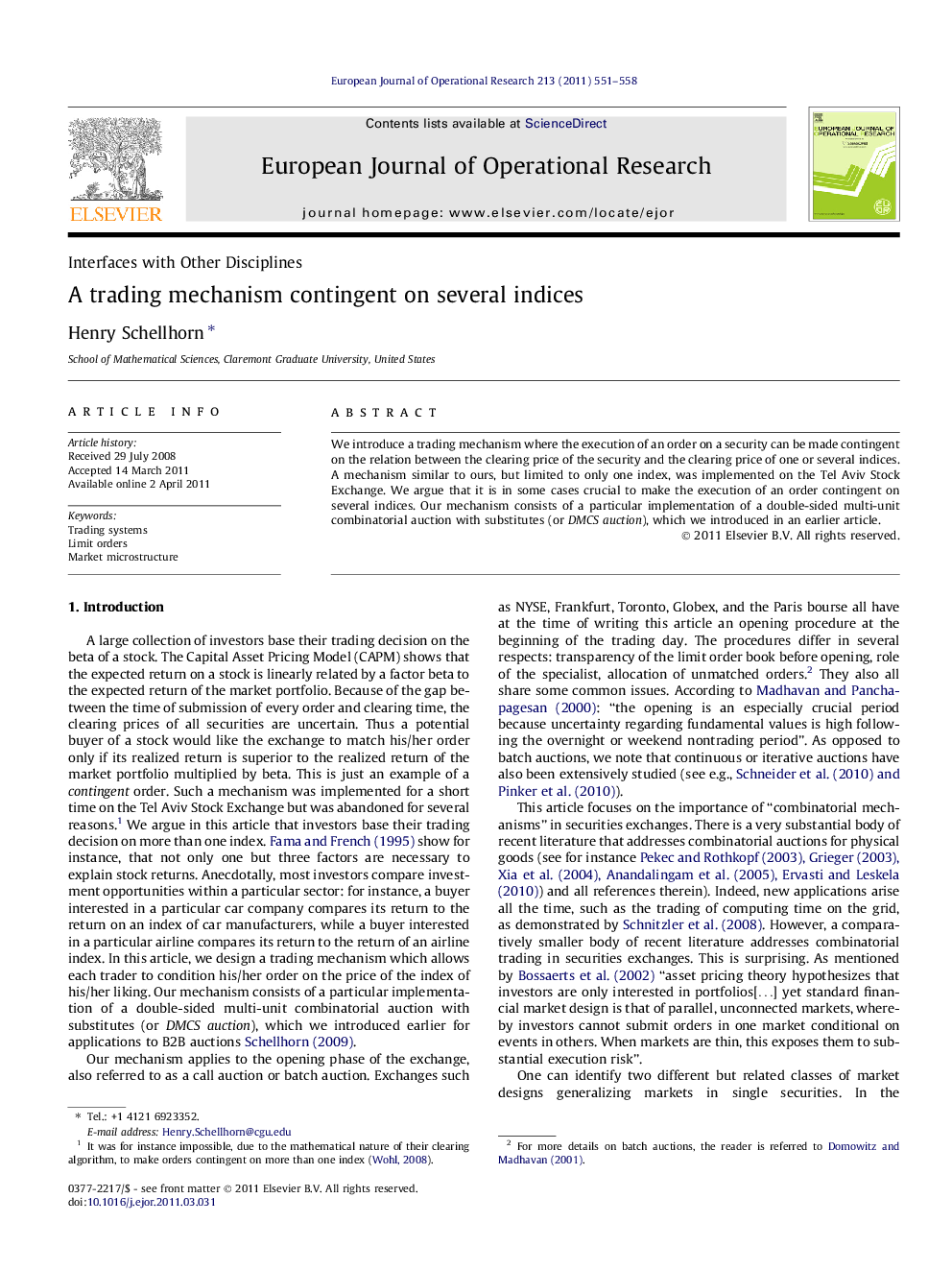 A trading mechanism contingent on several indices