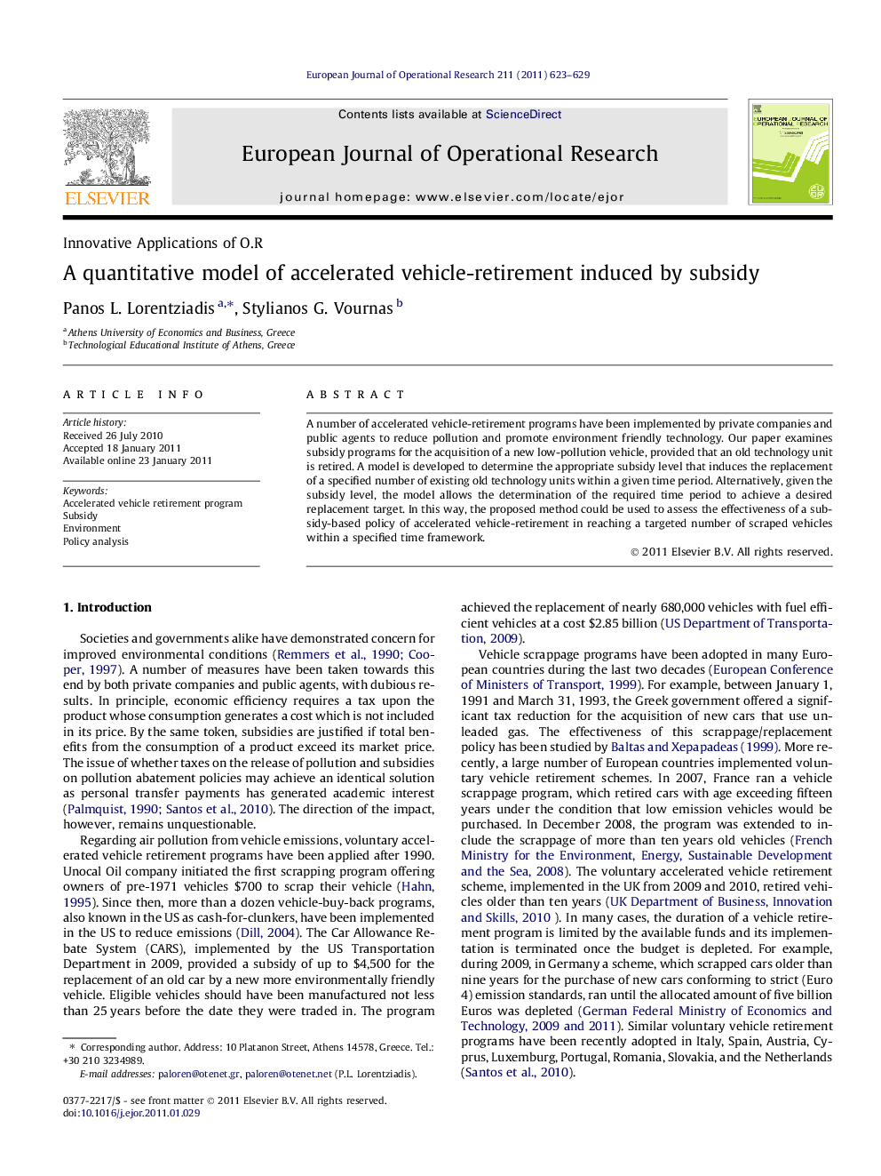 A quantitative model of accelerated vehicle-retirement induced by subsidy