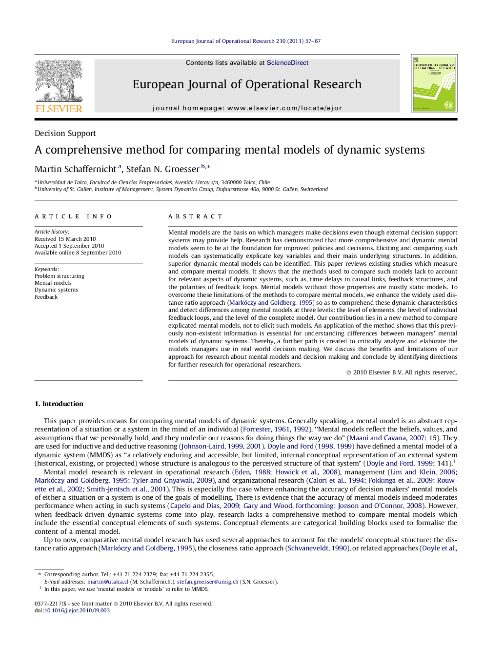 A comprehensive method for comparing mental models of dynamic systems